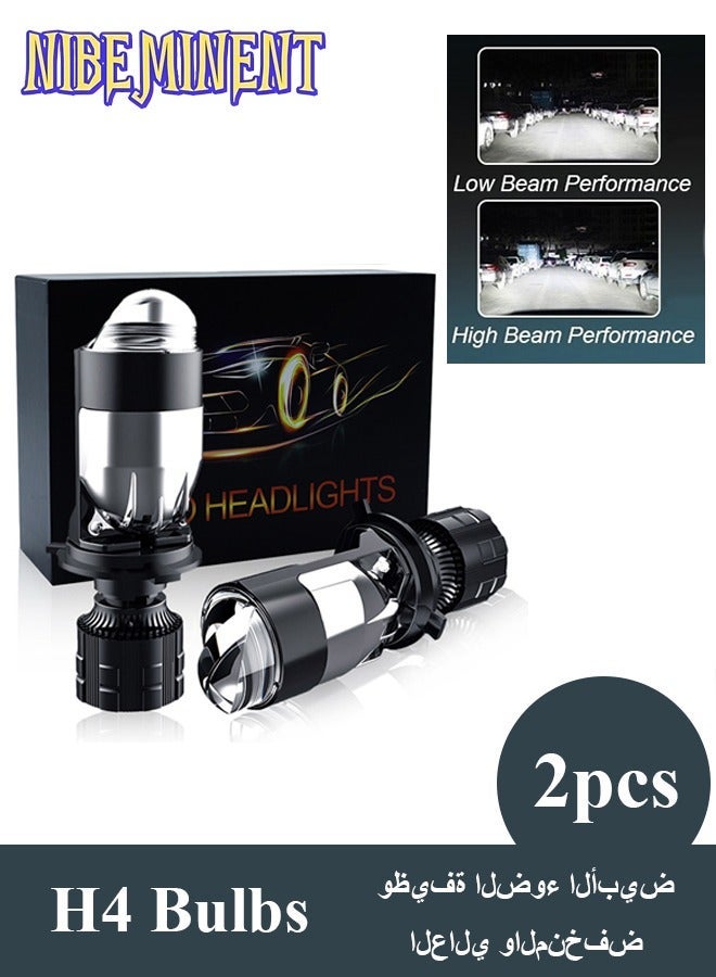 NIBEMINENT H4 LED Headlight Bulbs With Projector 30000LM Extremely Bright 6000K White Hi-Lo Beam Function with Clear Cut Off Line, H4/9003/HB2 Mini Projector Lens Retrofit Kit - Image 1